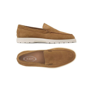 Tods Pebble Tab Suede Loafers Camel 159724480 [P]