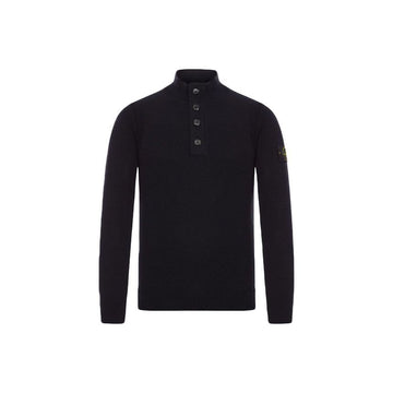 Stone Island Woven Half-Zip Rams Wool Knit Black 159724531 [P]