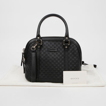 GUCCI Mini Microshima Leder Dome Tote Schultertasche Schwarz 159296700 [P]