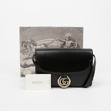 Gucci GG Chain Shoulder Bag Gold Tone Black 159472130 [P]