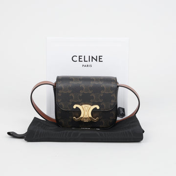 CELINE トリオペ ミニ クロード キャンバス カーフスキン クロスバッグ 159472237 [P]