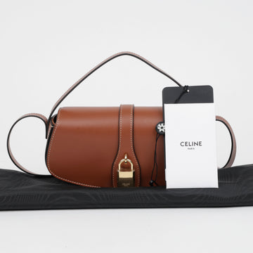 CELINE Smoothes Kalbsleder Strap Clutch Tan 159472301 [P]