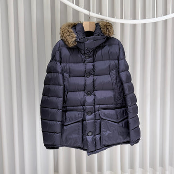 MONCLER フード付きパファーダウンジャケット ネイビー【5】 159734704 [P]