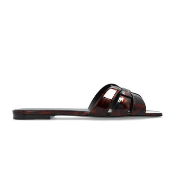 Saint Laurent Tribute Flat Mule Tortoise Shell Patent Leather stamp: 572761 1TW00 2094 136530265 [P]