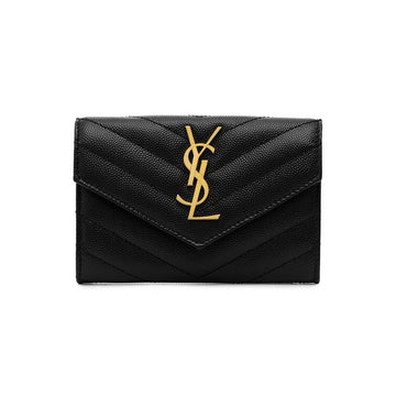 SAINT LAURENT 26FW ゴールドメタル モノグラム フラップ カードケース ブラック 414404 BOW01 1000 159745151 [P]