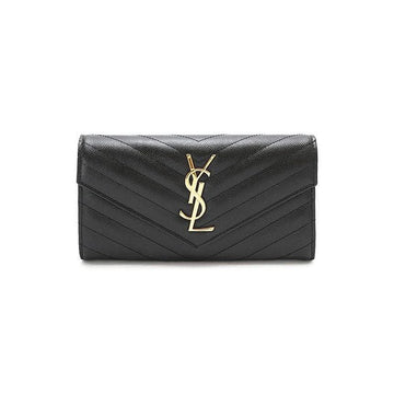 Saint Laurent Monogram Gold Matelassé Long Wallet Black 372264 BOW01 1000 159745159 [P]