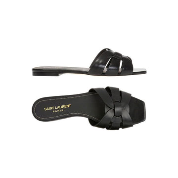 Saint Laurent Tribute Flat Sandals Black 1000 159745172 [P]