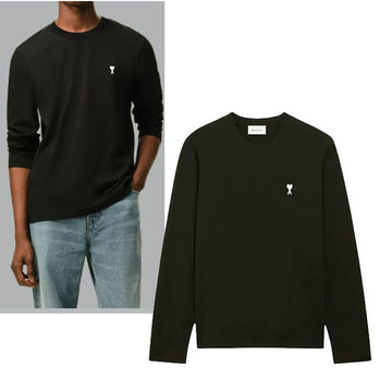 AMI Heart Embroidery Long Sleeve T-Shirt 159749764 [P]