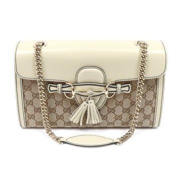 GUCCI GG Logo Jacquard Leder Quaste Emily Schultertasche 295402 159749848 [P]