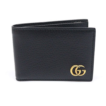 GUCCI ブラックカーフスキンGGマーモント二つ折り財布 159749955 [P]