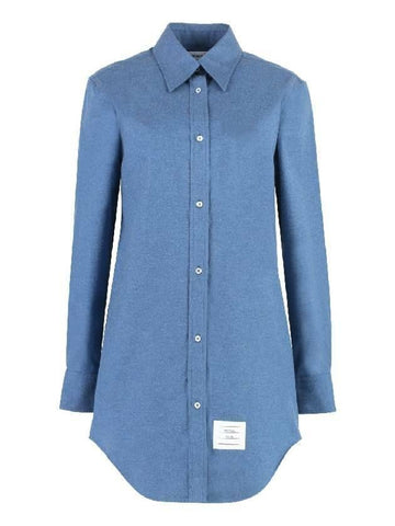 THOM BROWNE Gestreiftes Hemdkleid mit Knopf FDSE33A F0351 440 133045465 [P]