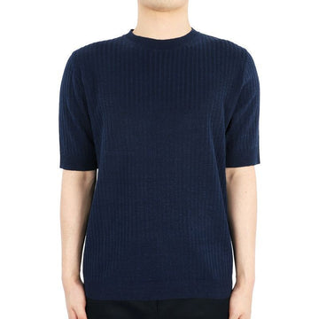 LARDINI 24 S/S メンズ ショートスリーブ コットン ニット Tシャツ (ネイビー) EQLTMC53 EQ62010850 76403445 [P]