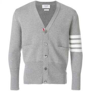 THOM BROWNE Woll-V-Nack Cardigan mit 4 Streifen 26FW 159751146 [P]