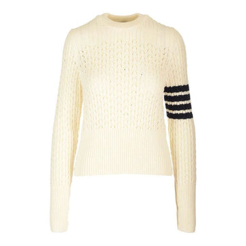 THOM BROWNE 24SS 切り替えアームバンド ケーブル ウール ニット アイボリー FKA445A Y1024 100 99165172 [P]