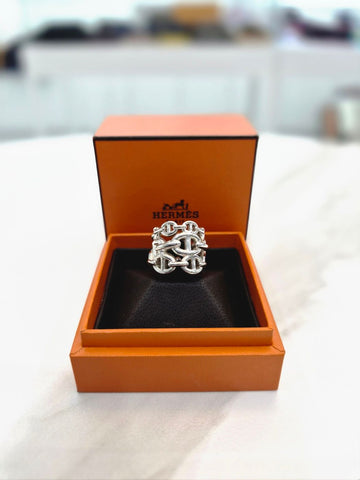 Hermes Enchainement Ring Silver Large Size 48 H1095026B 159751732 [P]