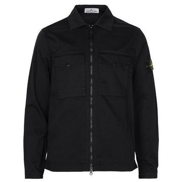 Stone Island Black Stretch Satin Zip-Up Overshirt Jacket 159752910 [P]