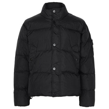 STONE ISLAND Schwarze durchgefärbte crinkle Nylonwindjacke mit Daunenfüllung 159755433 [P]
