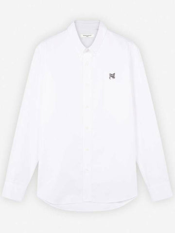 Maison Kitsune Oxford Grey Foxhead Patch Button Down Casual Shirt 133042948 [P]