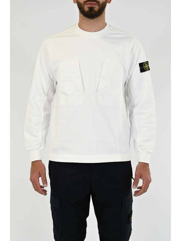 STONE ISLAND コットンフリースナイロンキャンバスクルーネックスウェットシャツ混合ガーメントダイバッジ 133075004 [P]