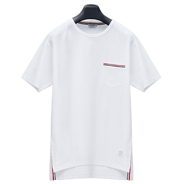 THOM BROWNE ポケットトリミングミディアムウェイトジャージコットン半袖Tシャツ MJS010A 01454 100 142313623 [P]