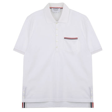Thom Browne Pocket Trimmed Short Sleeve Polo Shirt MJP022A 01455 100 142313637 [P]