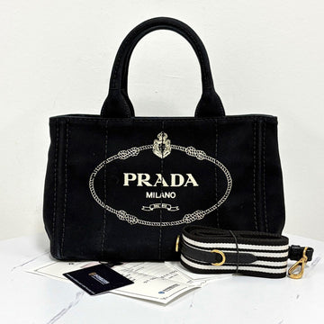 PRADA カナパ キャンバス トートバッグ ショルダーバッグ ブラック (1BG439) 159759929 [P]
