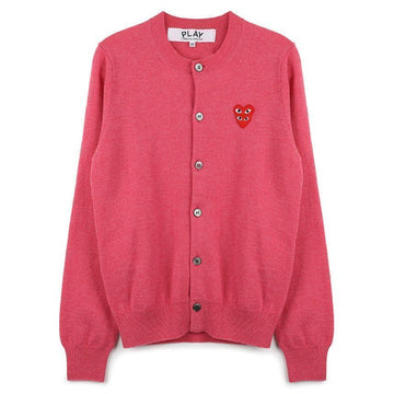 Comme Des Garcons Double Red Heart Patch Cardigan Pink 149288742 [P]