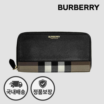 Burberry Zipper Long Wallet 81207581 Around Canvas Black 158378943 [P]