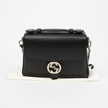 Gucci GG Interlocking Leather Top Handle Chain Shoulder Bag Black 159542157 [P]