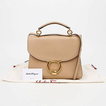SALVATORE FERRAGAMO Leder Gancini Margo Tote Schultertasche Beige 159542191 [P]