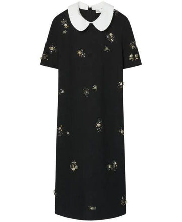 Tory Burch Embellished Poplin Collar Sweater Dress 165315 001 151102984 [P]