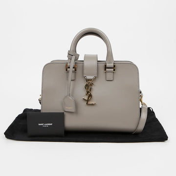 SAINT LAURENT カバス ベイビー レザー クロスバッグ グレー ゴールド 159542201 [P]