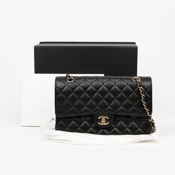 CHANEL Classic Medium Caviar Flap Bag Black Gold Tone 159579914 [P]