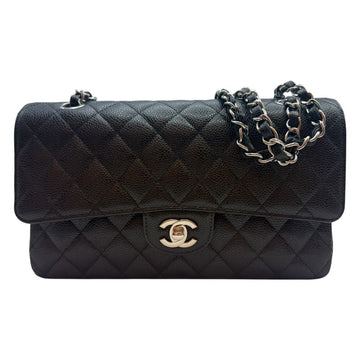CHANEL Caviar Classic Medium Silver Flap Shoulder Bag A01112 159764410 [P]