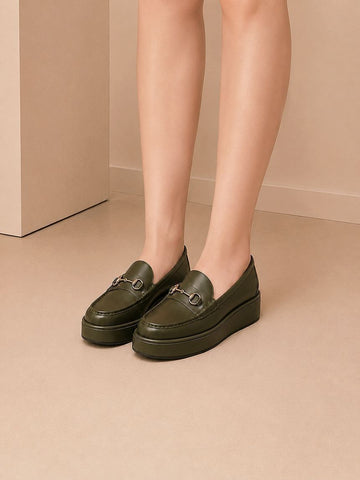 Gucci Horsebit Wedge Heel Loafer Forest Green 794317 158399659 [P]