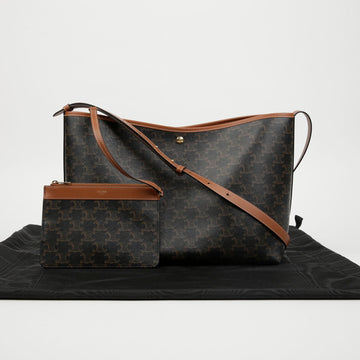 CELINE Weicher Shopperbag Trionf aus Baumwolle und Kalbsleder Tan 159541664 [P]