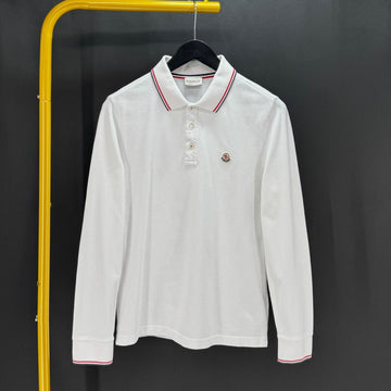 Moncler Long Sleeve Polo Shirt White 159777364 [P]