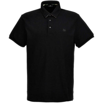 Etro Embroidered Paisley Under Collar Short Sleeve Polo Shirt 158136088 [P]