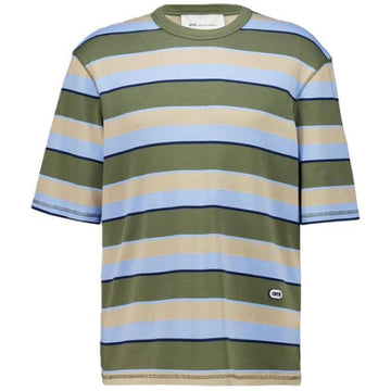 AMI Rundpatch-Streifen Kurzarm-T-Shirt 158136059 [P]