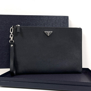 PRADA Saffiano Strap Clutch Bag Schwarz (2NH001) 159809968 [P]