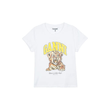 Ganni Women's Baby Fit T-shirt Tiger Bright White A1050258-151 156825347 [P]