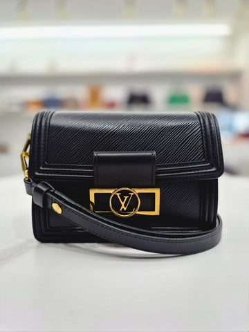 LOUIS VUITTON Mini Dauphine Épi Schwarzes Leder Schulter- und Umhängetasche M55964 159862985 [P]