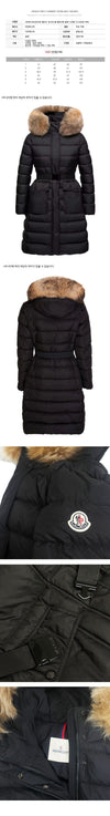 MONCLER ベルテッドフードファー ロングダウンジャケット ブラック 1C000 13 53A5E 99M 159063941 [P]
