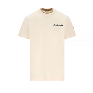 MONCLER Layered Neck T-Shirt mit Logo in Ivory 8C000 15 89AYY 060 158346435 [P]