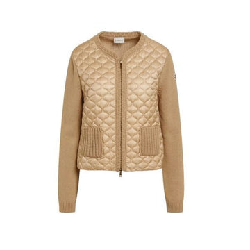 Moncler Logo Patch Knit Mix Padded Jacket Beige 9B000 36 M5670 22B 158346417 [P]