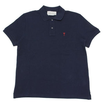 AMI Chainstitch Heart Logo Loopback Organic Cotton Short Sleeve Polo (BFUPL001 760 430) 158169384 [P]