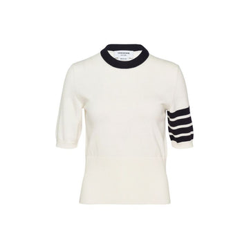 THOM BROWNE 26FW Diagonal Armband Hector Intarsia klassische Strickjacke Weiß FKA519A Y3006 100 159879612 [P]
