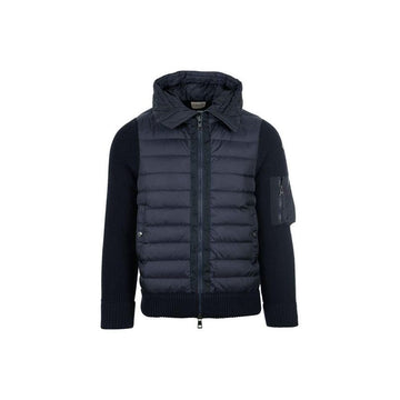 MONCLER Logo-Patch Mix Strick-Paddingjacke Navy 9B508 00 A9340 777 159879796 [P]