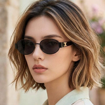 CELINE Trionf 01 Metall Sonnenbrille CL40235U 01A Luxus Oval Mode für Damen und Herren 159882391 [P]
