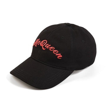 Alexander McQueen Embroidered Logo Leather Strap Baseball Cap Black 147904750 [P]